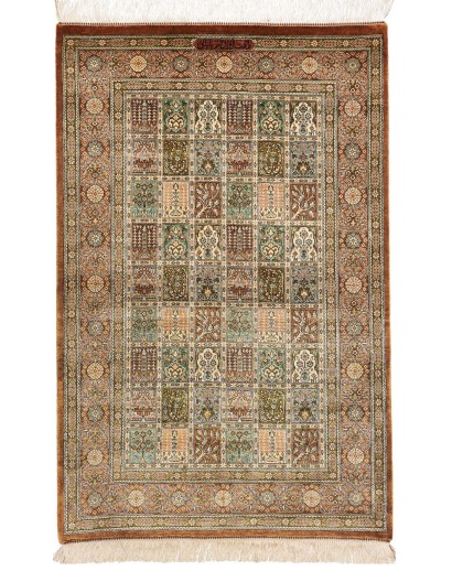 Tappeto Ghom seta Persia marrone bianco 78x120