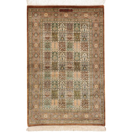 Tappeto Ghom seta Persia marrone bianco 78x120