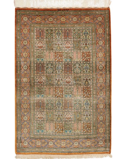 Tappeto Ghom seta Persia marrone 78x120
