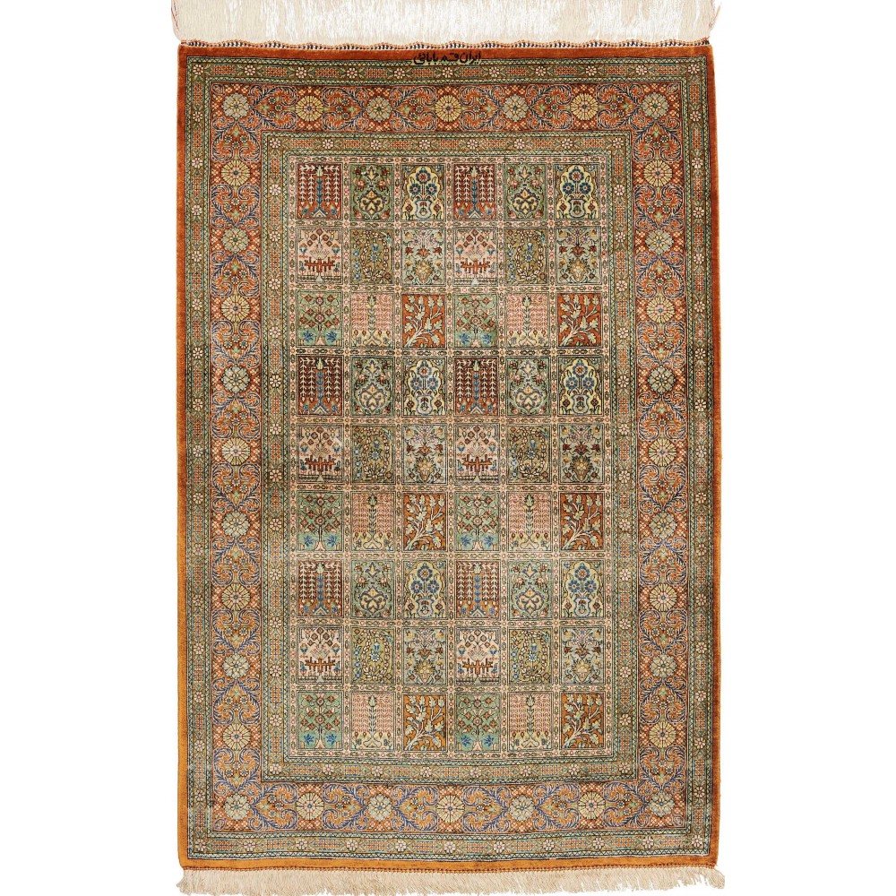 Tappeto Ghom seta Persia marrone 78x120 Tappeto Ghom seta Persia marrone 78x120
