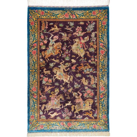 Tappeto Ghom seta Persia grigio marrone 78x120