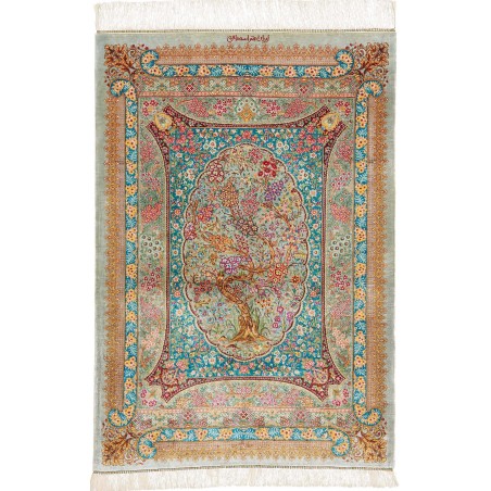 Tappeto Ghom seta Persia marrone grigio 80x117