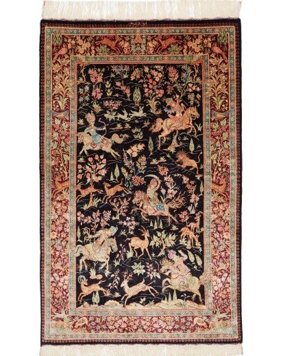 Tappeto Ghom seta Persia marrone 80x130