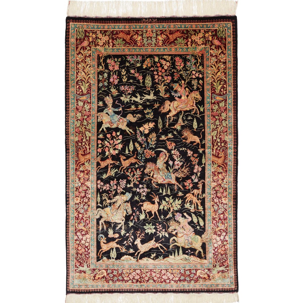 Tappeto Ghom seta Persia marrone 80x130 Tappeto Ghom seta Persia marrone 80x130