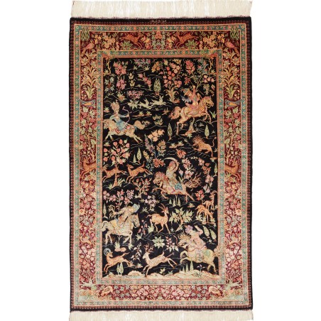 Tappeto Ghom seta Persia marrone 80x130