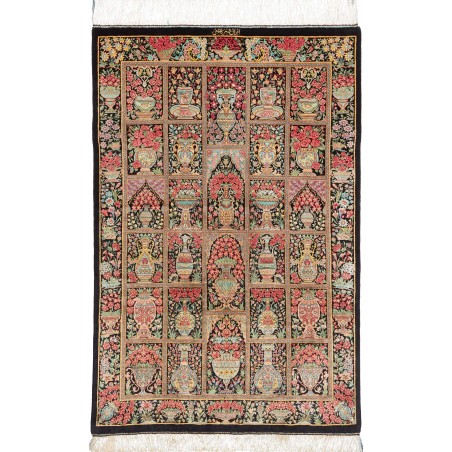 Tappeto Ghom seta Persia marrone blu 78x120