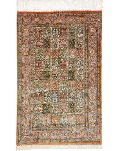 Tappeto Ghom seta Persia marrone 77x122