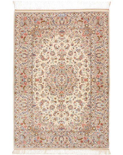 Tappeto Ghom seta Persia giallo 80x120