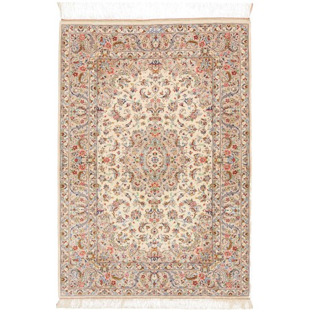 Tappeto Ghom seta Persia giallo 80x120