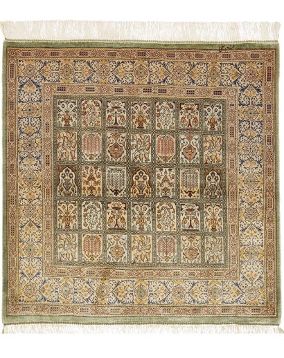 Tappeto Ghom seta Persia marrone beige 95x97