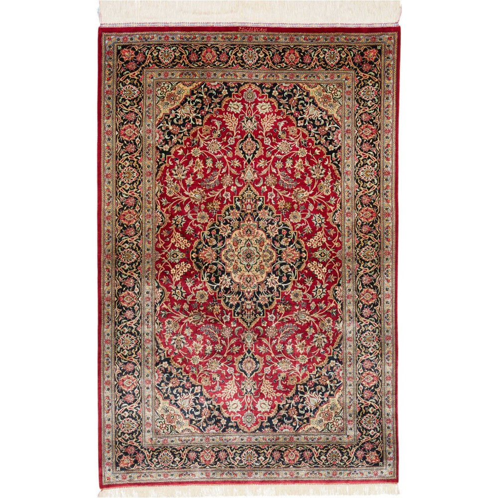 Tappeto Ghom seta Persia marrone 98x152 Tappeto Ghom seta Persia marrone 98x152