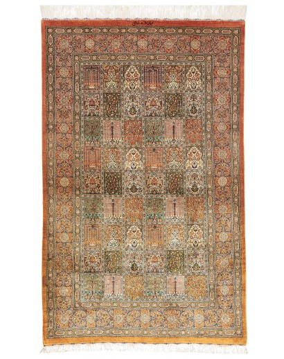 Tappeto Ghom seta Persia marrone 97x154