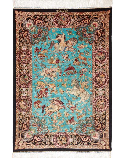 Tappeto Ghom seta Persia marrone 100x145