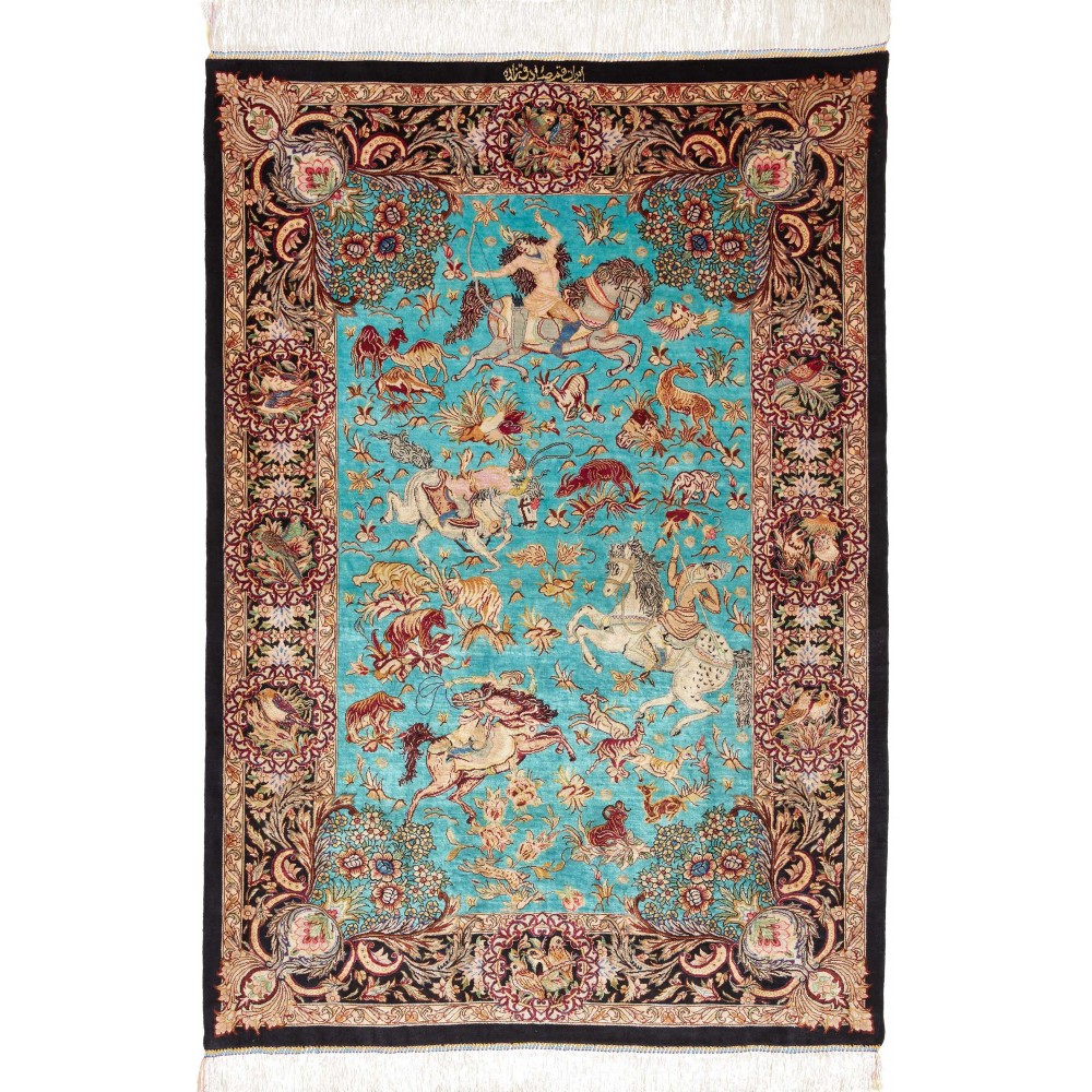 Tappeto Ghom seta Persia marrone 100x145 Tappeto Ghom seta Persia marrone 100x145