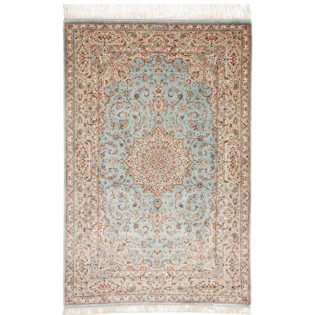 Tappeto Ghom seta Persia beige grigio 100x150