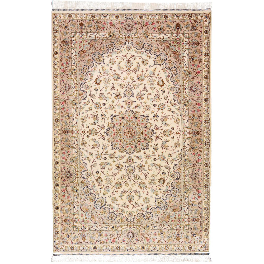 Tappeto Ghom seta Persia giallo 100x157 Tappeto Ghom seta Persia giallo 100x157