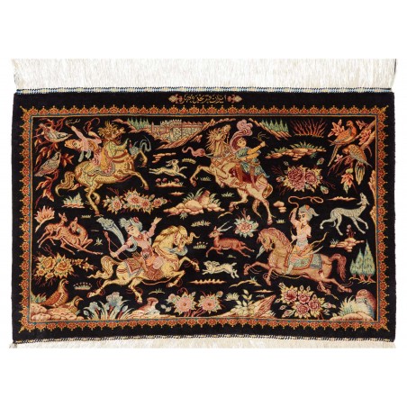 Tappeto Ghom seta Persia marrone arancione 90x59