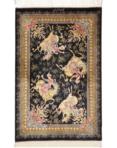 Tappeto Ghom seta Persia marrone 60x92