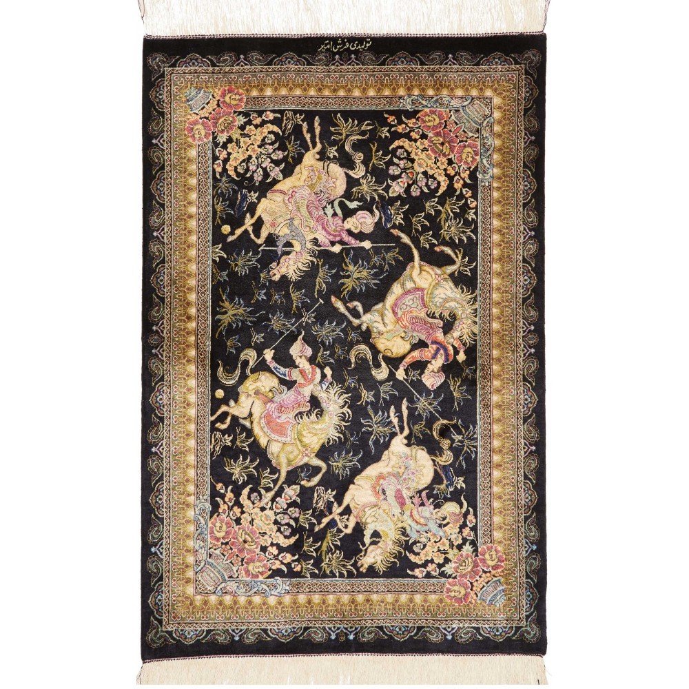 Tappeto Ghom seta Persia marrone 60x92 Tappeto Ghom seta Persia marrone 60x92