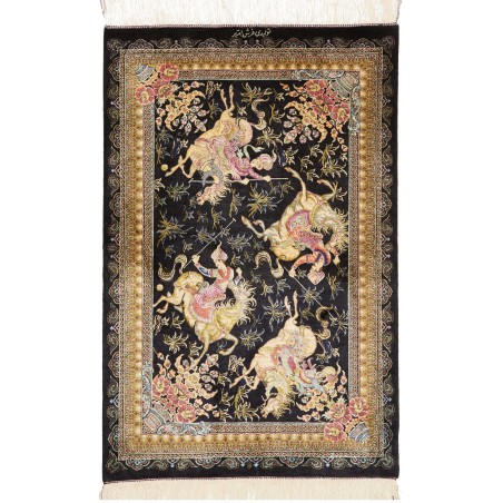 Tappeto Ghom seta Persia marrone 60x92