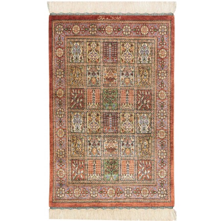 Tappeto Ghom seta Persia marrone bianco 58x90