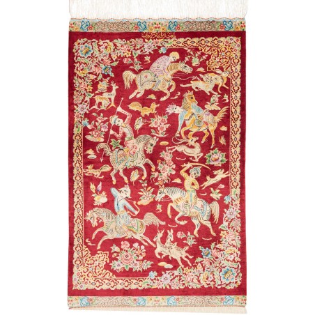 Tappeto Ghom seta Persia giallo rosso 60x95