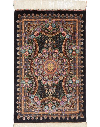 Tappeto Ghom seta Persia grigio azzurro 60x90
