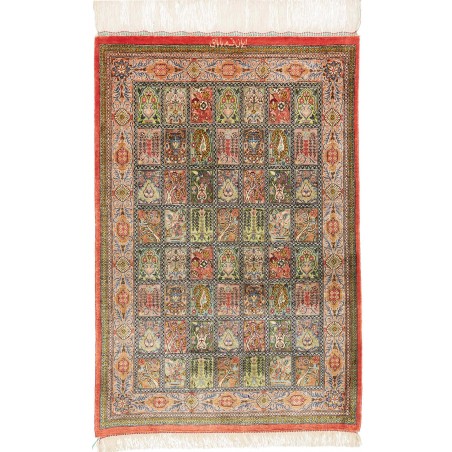 Tappeto Ghom seta Persia marrone 60x90