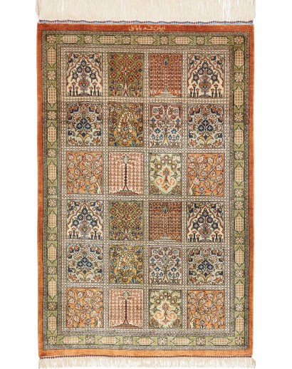 Tappeto Ghom seta Persia marrone 60x90