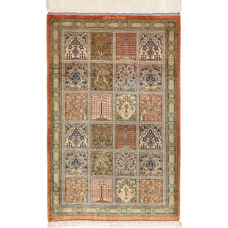 Tappeto Ghom seta Persia marrone 60x90