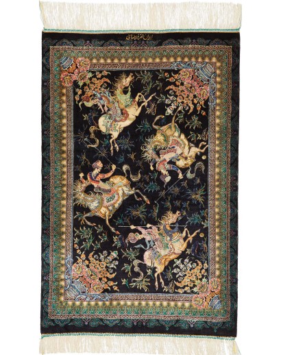 Tappeto Ghom seta Persia giallo bianco 61x93