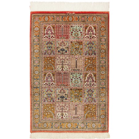 Tappeto Ghom seta Persia marrone grigio 58x90