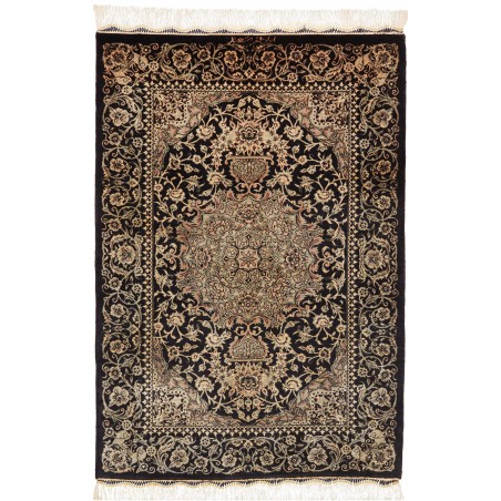 Tappeto Ghom seta Persia grigio bianco 60x89