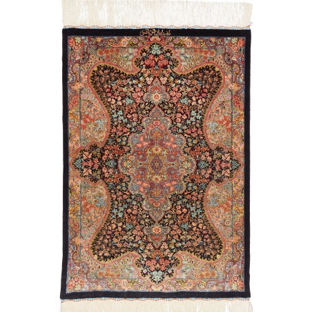 Tappeto Ghom seta Persia marrone arancione 60x87