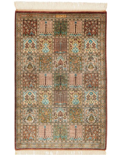 Tappeto Ghom seta Persia marrone bianco 60x90