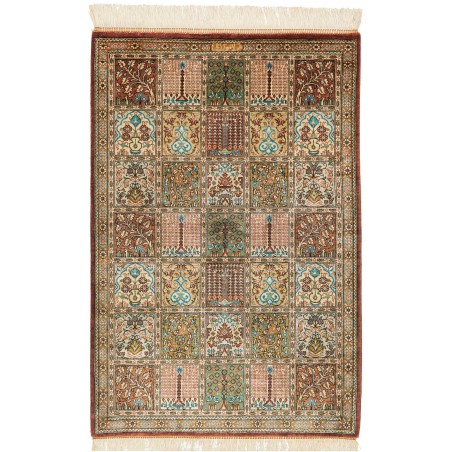 Tappeto Ghom seta Persia marrone bianco 60x90