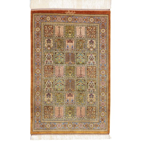 Tappeto Ghom seta Persia marrone 58x92