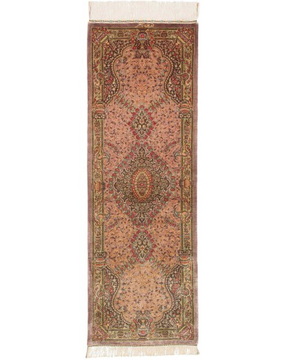 Tappeto Ghom seta Persia marrone 50x148