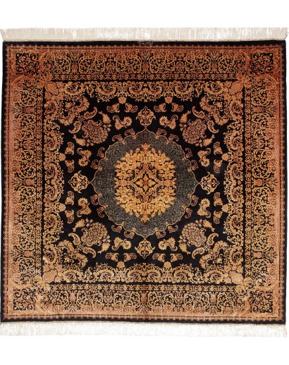 Tappeto Ghom seta Persia marrone 200x200