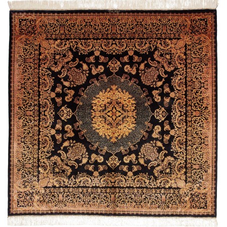 Tappeto Ghom seta Persia marrone 200x200