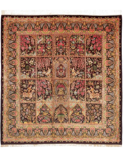 Tappeto Ghom seta Persia marrone 197x207
