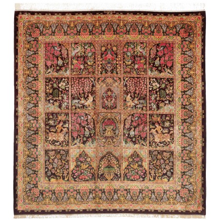Tappeto Ghom seta Persia marrone 197x207