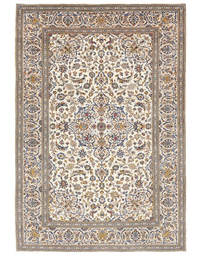 Tappeto Kashan Persia bianco azzurro 204x300
