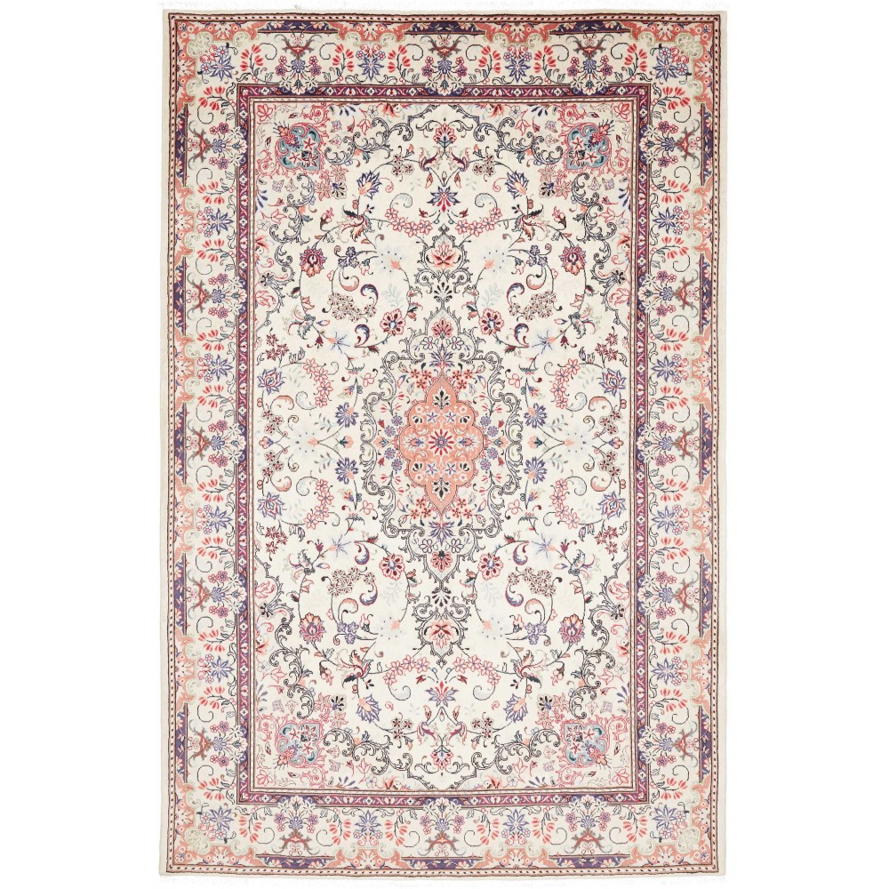 Tappeto Kashan Persia bianco grigio 198x302 Tappeto Kashan Persia bianco grigio 198x302