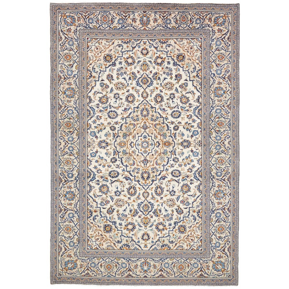 Tappeto Kashan Persia bianco grigio 202x303 Tappeto Kashan Persia bianco grigio 202x303