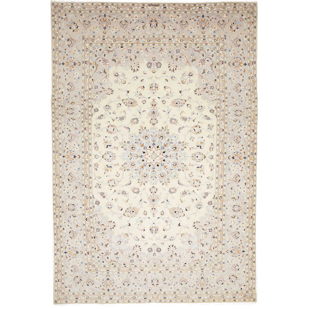 Tappeto Kashan Persia bianco marrone 200x296 Tappeto Kashan Persia bianco marrone 200x296