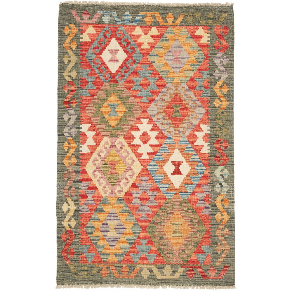 Tappeto Kilim Afghanistan marrone bianco 81x129 Tappeto Kilim Afghanistan marrone bianco 81x129