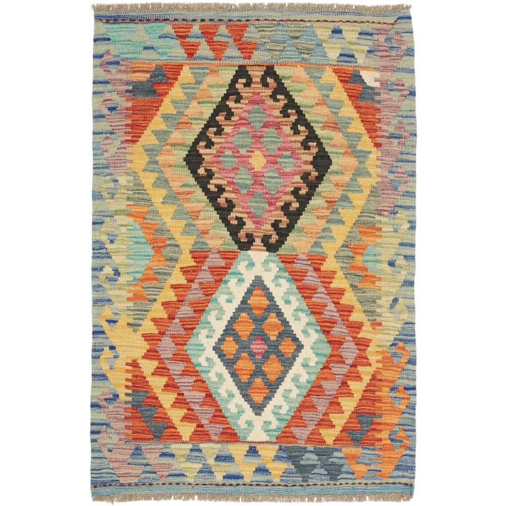Tappeto Kilim Afghanistan marrone grigio 75x110 Tappeto Kilim Afghanistan marrone grigio 75x110