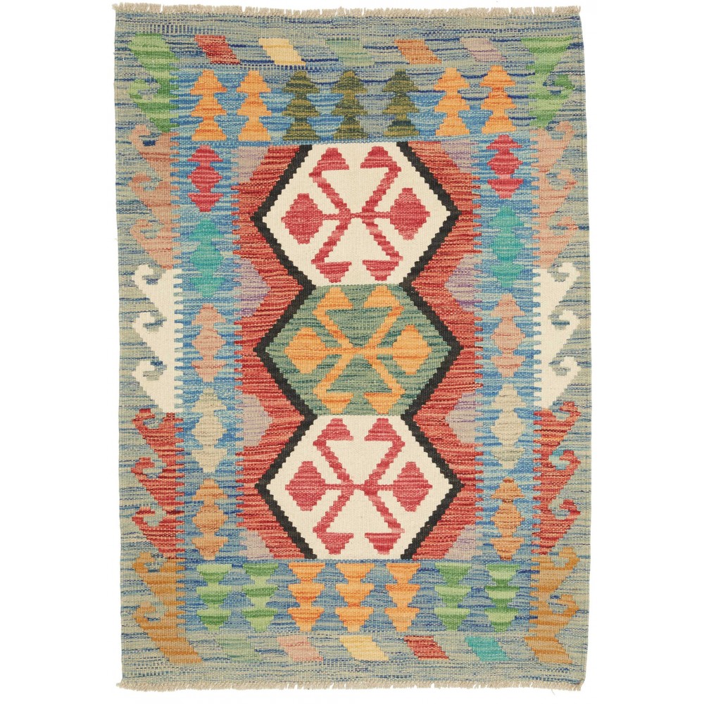 Tappeto Kilim Afghanistan marrone grigio 83x117 Tappeto Kilim Afghanistan marrone grigio 83x117