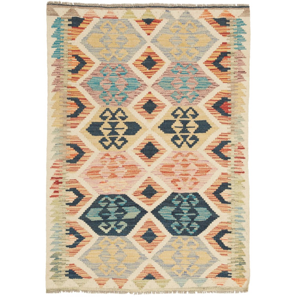 Tappeto Kilim Afghanistan marrone grigio 84x117 Tappeto Kilim Afghanistan marrone grigio 84x117